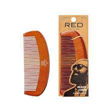 RED Wooden Beard Comb