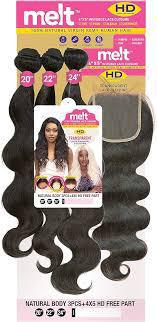 Melt HD Body Wave Remy Bundle 3 Piece + 4x5 Closure