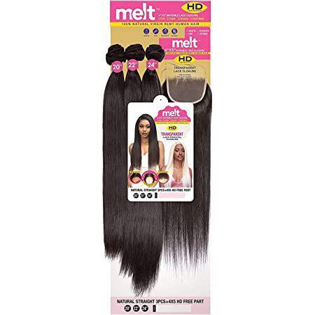 Melt HD Straight Remy Bundle 3 Piece + 4x5 Closure